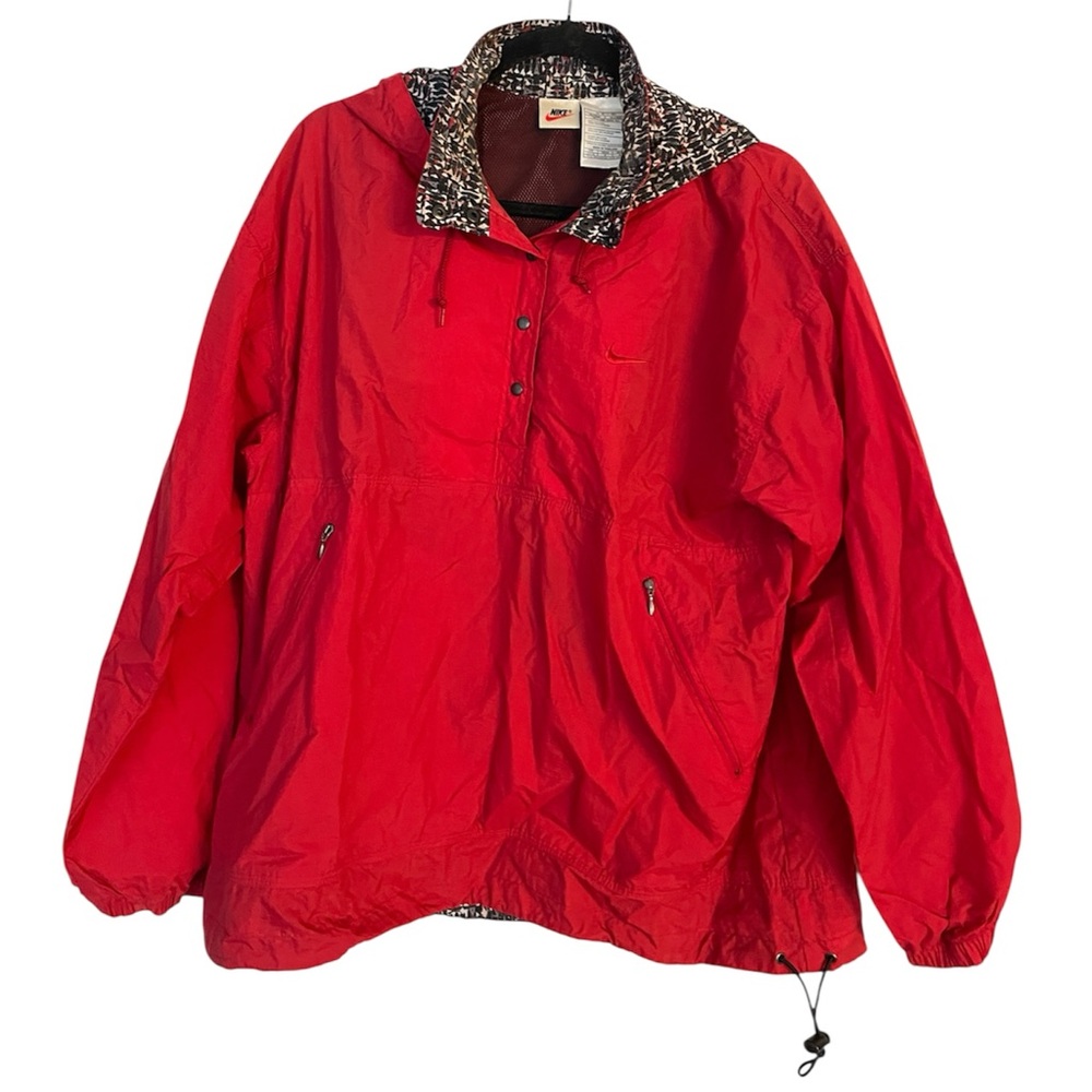 Nike Vintage 90s Windbreaker Hooded Jacket Red Size Large